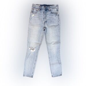 Women’s GAP High-Rise Straight Distressed Light Blue Denim Jeans Size 4 (Tall)